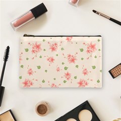 Pink Flowers Pattern Spring Nature Cosmetic Bag (medium) by TeesDeck