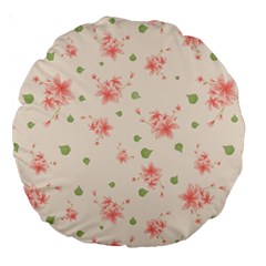 Pink Flowers Pattern Spring Nature Large 18  Premium Round Cushions by TeesDeck