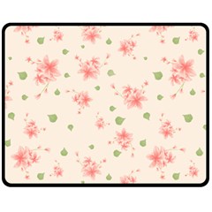 Pink Flowers Pattern Spring Nature Double Sided Fleece Blanket (medium)  by TeesDeck