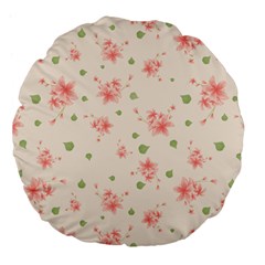 Pink Flowers Pattern Spring Nature Large 18  Premium Flano Round Cushions