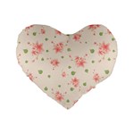 pink flowers pattern spring nature Standard 16  Premium Flano Heart Shape Cushions Front