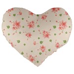 pink flowers pattern spring nature Large 19  Premium Flano Heart Shape Cushions Front