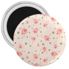 Pink Flowers Pattern Spring Nature 3  Magnets by TeesDeck