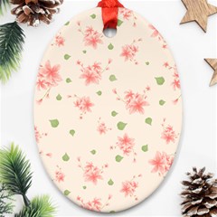 Pink Flowers Pattern Spring Nature Ornament (oval) by TeesDeck