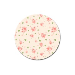 Pink Flowers Pattern Spring Nature Magnet 3  (round) by TeesDeck