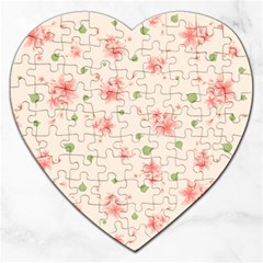 Pink Flowers Pattern Spring Nature Jigsaw Puzzle (heart) by TeesDeck