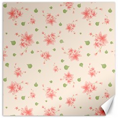 Pink Flowers Pattern Spring Nature Canvas 16  X 16  by TeesDeck