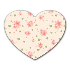 Pink Flowers Pattern Spring Nature Heart Mousepads by TeesDeck