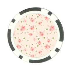 Pink Flowers Pattern Spring Nature Poker Chip Card Guard by TeesDeck