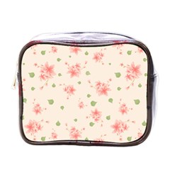 Pink Flowers Pattern Spring Nature Mini Toiletries Bag (one Side) by TeesDeck