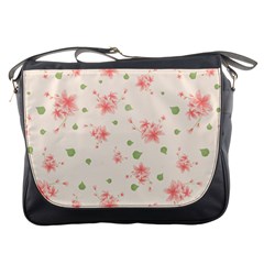 Pink Flowers Pattern Spring Nature Messenger Bag by TeesDeck