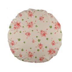 Pink Flowers Pattern Spring Nature Standard 15  Premium Round Cushions