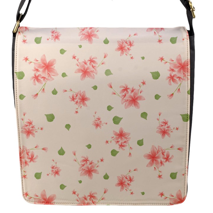 pink flowers pattern spring nature Flap Closure Messenger Bag (S)