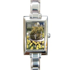 Columbus Commons Yellow Tulips Rectangle Italian Charm Watch by Riverwoman