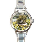 Columbus Commons yellow tulips Round Italian Charm Watch Front