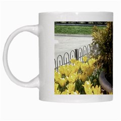 Columbus Commons Yellow Tulips White Mugs by Riverwoman