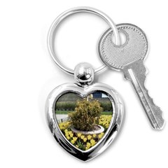 Columbus Commons Yellow Tulips Key Chain (heart) by Riverwoman