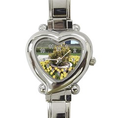 Columbus Commons Yellow Tulips Heart Italian Charm Watch by Riverwoman