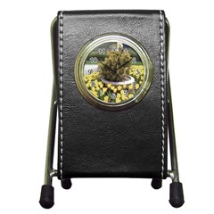 Columbus Commons Yellow Tulips Pen Holder Desk Clock by Riverwoman