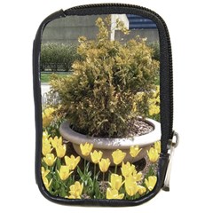 Columbus Commons Yellow Tulips Compact Camera Leather Case by Riverwoman