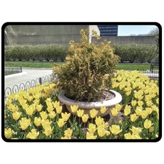 Columbus Commons Yellow Tulips Fleece Blanket (large)  by Riverwoman