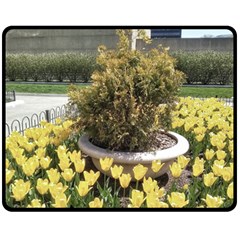 Columbus Commons Yellow Tulips Fleece Blanket (medium)  by Riverwoman