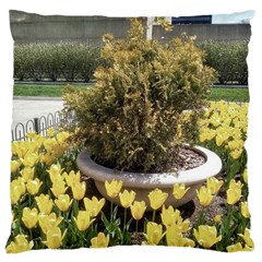 Columbus Commons Yellow Tulips Large Cushion Case (one Side) by Riverwoman