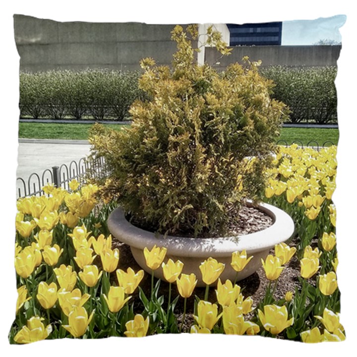 Columbus Commons yellow tulips Large Flano Cushion Case (One Side)