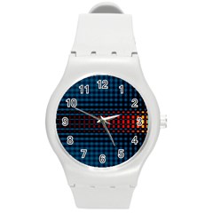 Signal Background Pattern Light Texture Round Plastic Sport Watch (m) by Sudhe