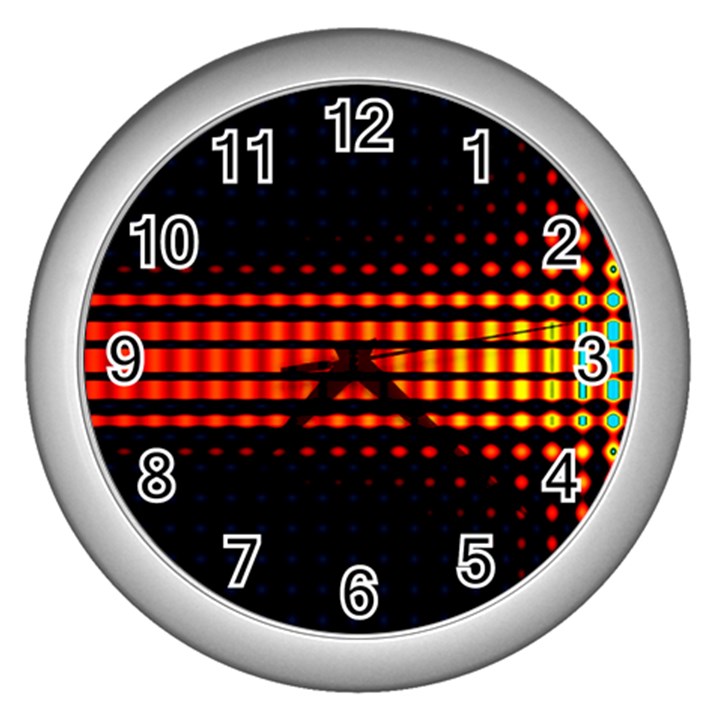 Signal Background Pattern Light Wall Clock (Silver)