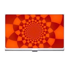 Fractal Artwork Abstract Background Orange Business Card Holder by Sudhe