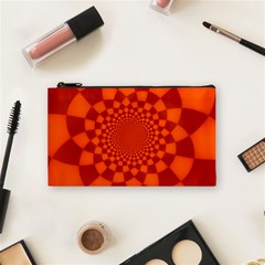 Fractal Artwork Abstract Background Orange Cosmetic Bag (small) by Sudhe