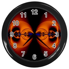 Abstract Artwork Fractal Background Black Orange Wall Clock (black) by Sudhe