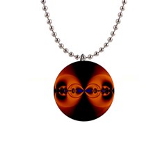 Abstract Artwork Fractal Background Black Orange 1  Button Necklace by Sudhe