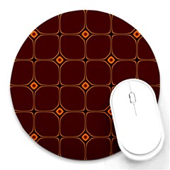 Background Pattern Design Geometric Brown Round Mousepads by Sudhe