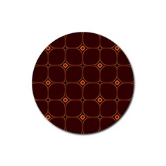 Background Pattern Design Geometric Brown Rubber Coaster (round)  by Sudhe