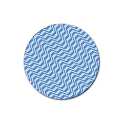 Geometric Blue Shades Diagonal Rubber Coaster (round)  by Bajindul