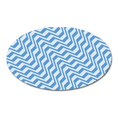 Geometric Blue Shades Diagonal Oval Magnet by Bajindul