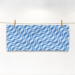 Geometric Blue Shades Diagonal Hand Towel by Bajindul