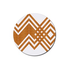 Wood Zigzag Texture Rubber Coaster (round)  by Bajindul