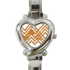 Wood Zigzag Texture Heart Italian Charm Watch by Bajindul