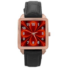 Abstract Background Design Red Rose Gold Leather Watch  by Sudhe