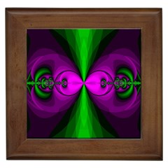 Abstract Artwork Fractal Background Green Purple Framed Tiles by Sudhe