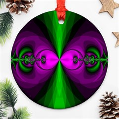 Abstract Artwork Fractal Background Green Purple Ornament (round) by Sudhe