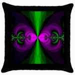 Abstract Artwork Fractal Background Green Purple Throw Pillow Case (Black) Front