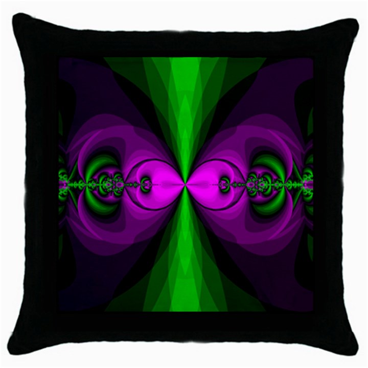 Abstract Artwork Fractal Background Green Purple Throw Pillow Case (Black)