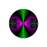 Abstract Artwork Fractal Background Green Purple Rubber Coaster (Round)  Front