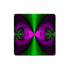 Abstract Artwork Fractal Background Green Purple Square Magnet by Sudhe