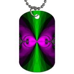 Abstract Artwork Fractal Background Green Purple Dog Tag (one Side) by Sudhe