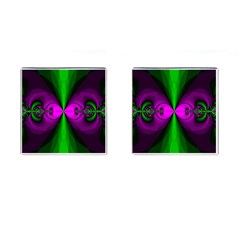 Abstract Artwork Fractal Background Green Purple Cufflinks (square) by Sudhe